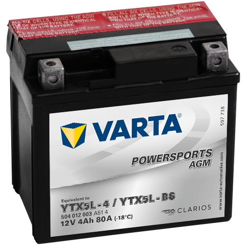 Batería de moto 12V 4Ah AGM VARTA YTX5L-BS