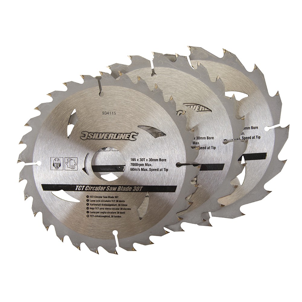Discos de TCT para sierra circular 16, 24, 30 dientes, 3 piezas 165 x 30 - anillo de 20, 16 y 10 mm