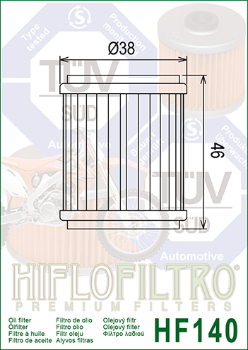 Filtro de aceite Hiflofiltro HF140