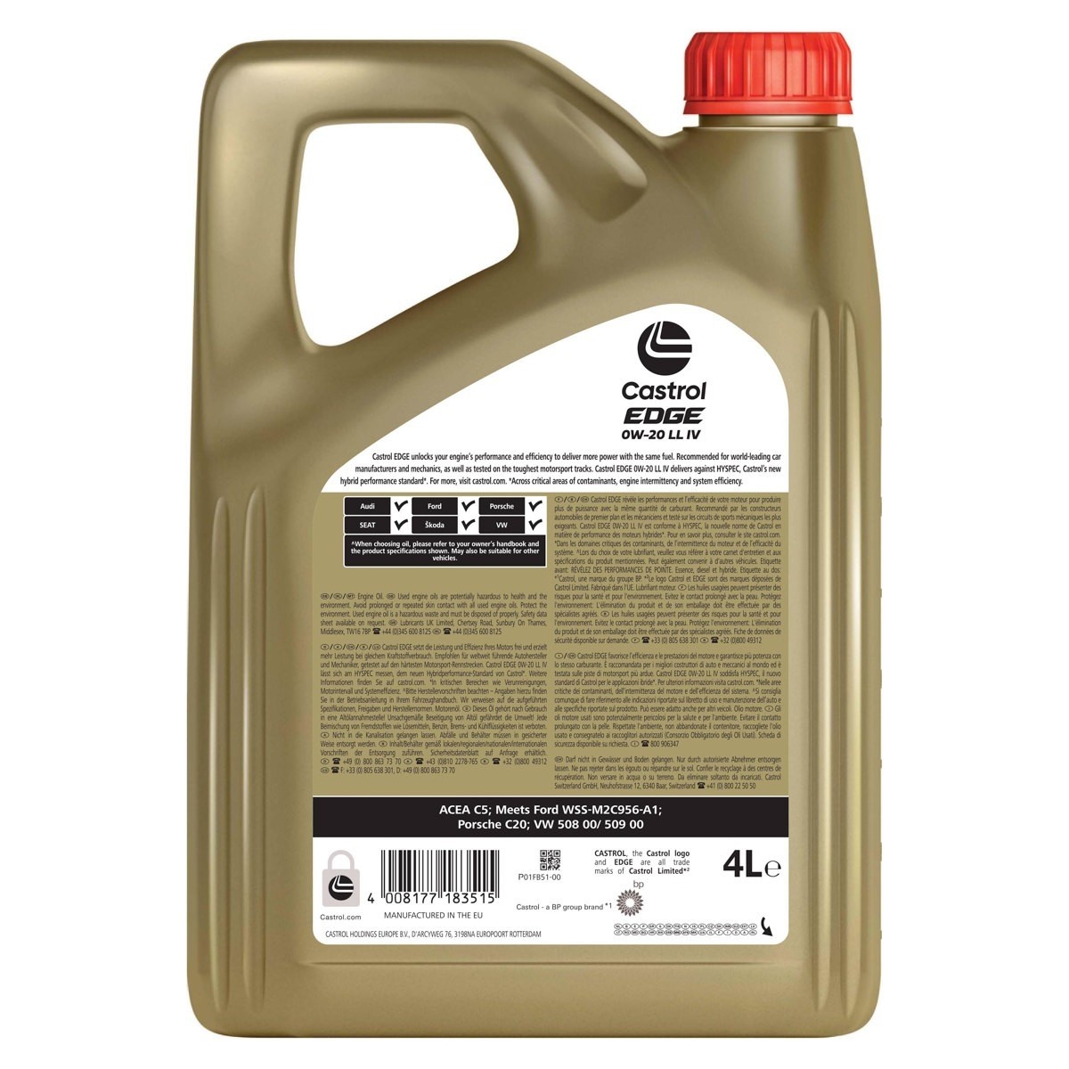 Aceite Castrol EDGE 0W20 LL IV 4L