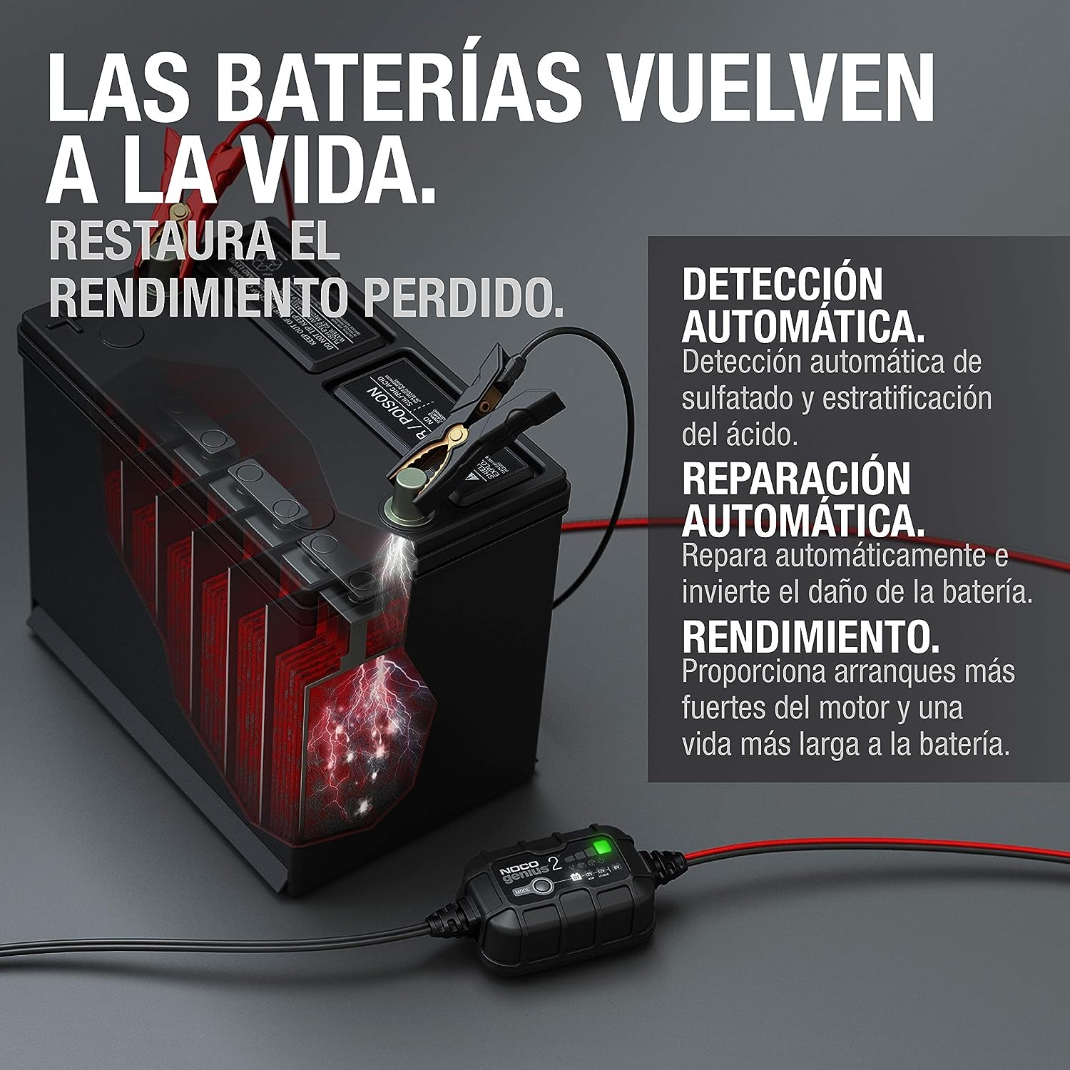 Cargador baterías ÁCIDO / GEL / LITIO 6-12V NOCO Genius 2 EU