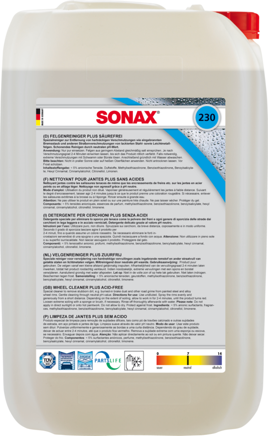 SONAX Limpiador de llantas/aros plus sin ácido 25L