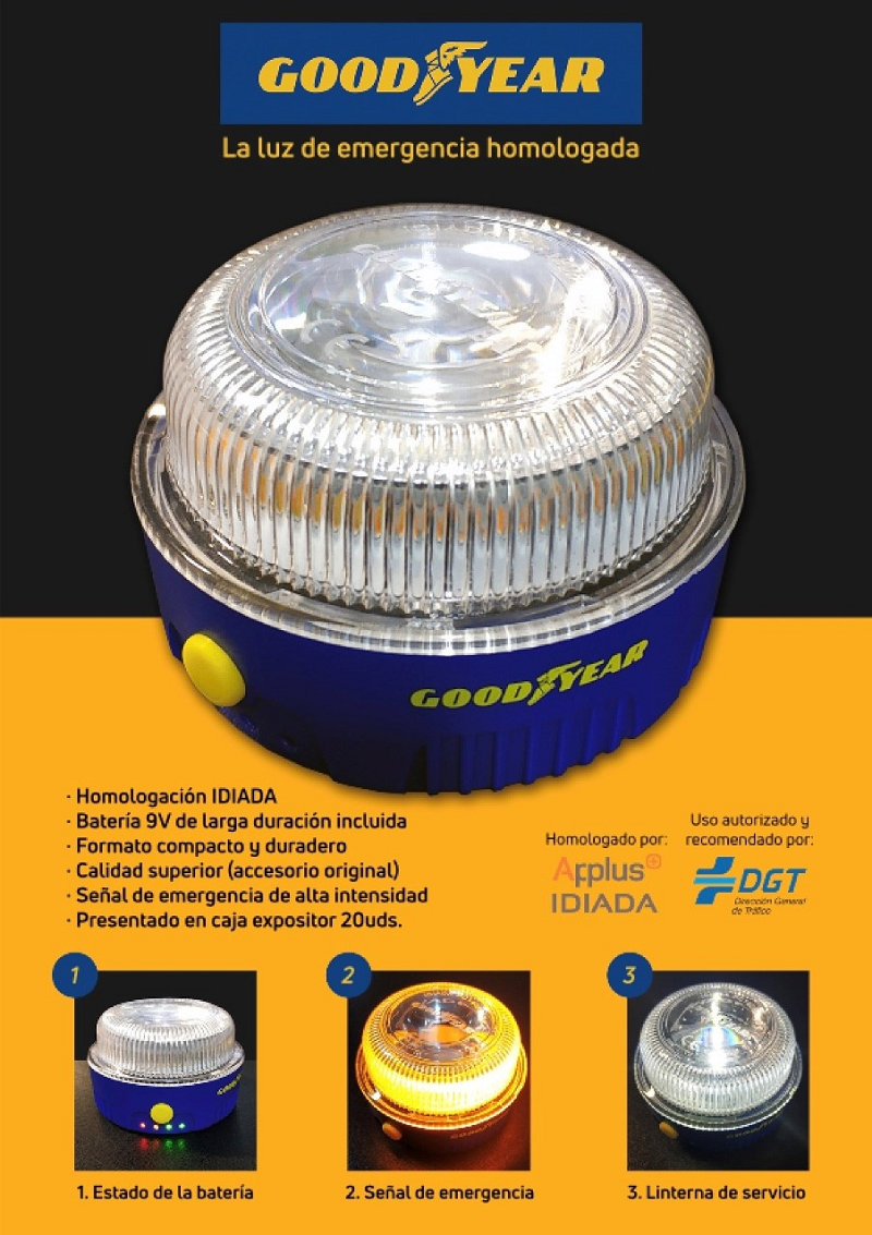 Luz De Emergencia LED V16 Goodyear Safety Light Homologada