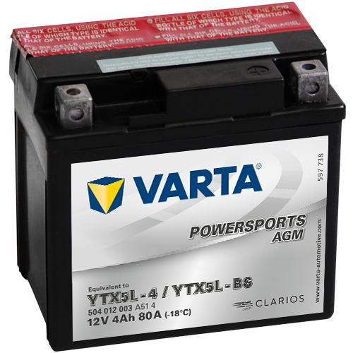 Batería de moto 12V 4Ah AGM VARTA YTX5L-BS