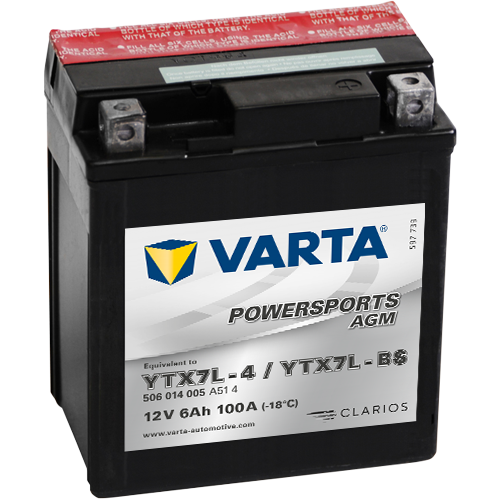 Batería de moto 12V 6Ah AGM VARTA YTX7L-BS