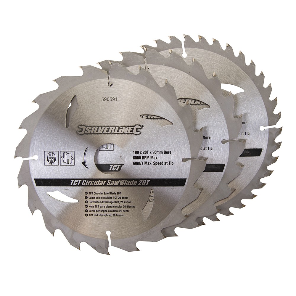 Discos de TCT para sierra circular 20, 24, 40 dientes, 3 piezas 190 x 30 - anillos de 25 y 20 mm