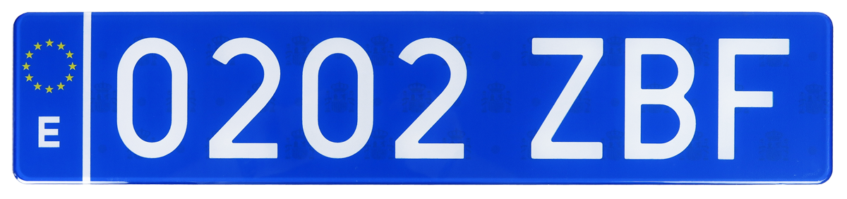 Placa de matrícula acrílica azul para Taxi/VTC