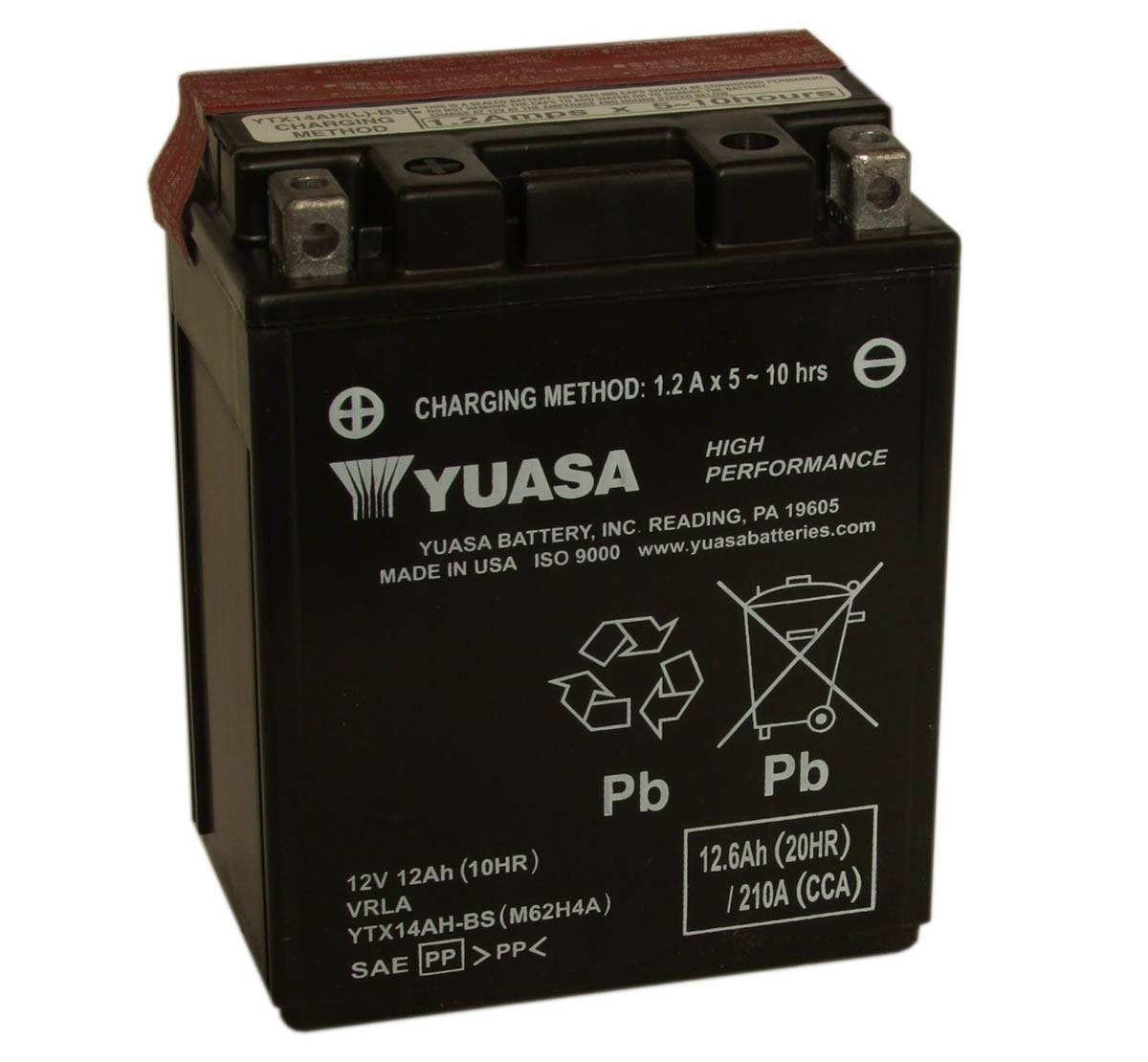 Batería de moto 12V 12AH YUASA - YTX14AH-BS