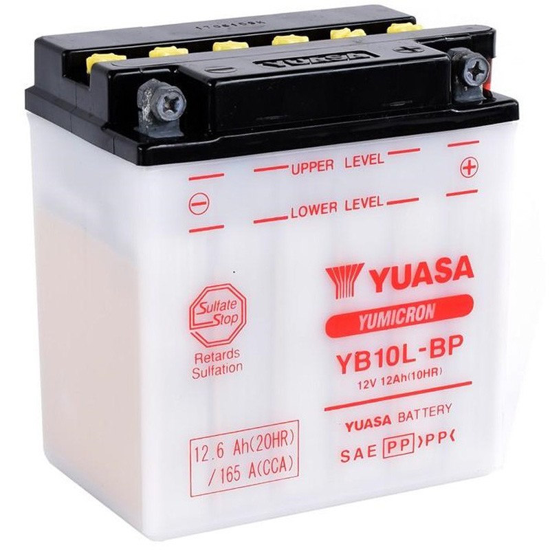 Batería de moto 12V 12,6AH YUASA - YB10L-BP (pack de ácido no incluido)