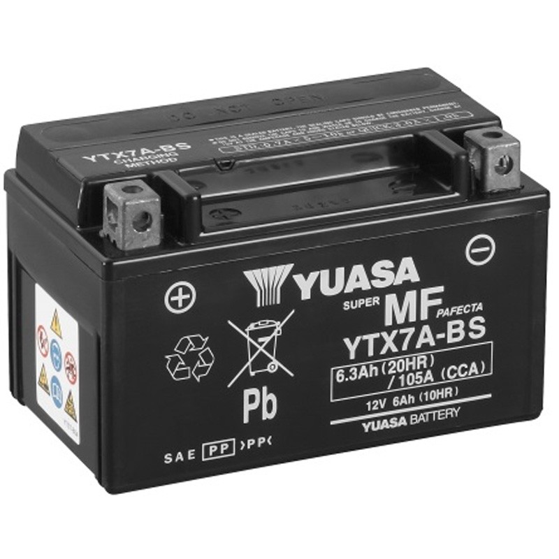 Batería de moto 12V 6AH YUASA - YTX7A-BS
