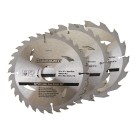 Discos de TCT para sierra circular 16, 24, 30 dientes, 3 piezas 165 x 30 anillo de 20, 16 y 10 mm